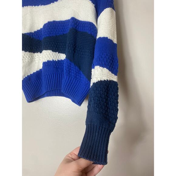 MADEWELL SWEATER KNIT BLUE COTTON NAUTICAL PREPPY WARM WINTER UNIQUE ABSTRACT - Picture 10 of 12